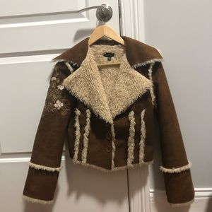 Bebe Fur Jacket w/ Floral Design